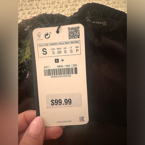 NWT!! ZARA embroidered sequin tassel midi skirt - Picture 5 of 8